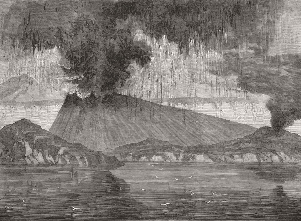 GREECE. The crater of Santorini 1870 old antique vintage print picture